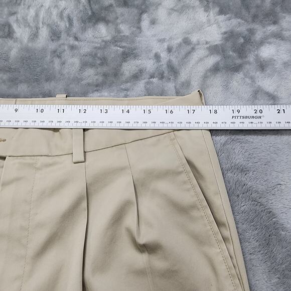 John W. Nordstrom Pants Mens 35W 31L Tan Khaki Smart Care Pleated Cuffed Office - Picture 7 of 11